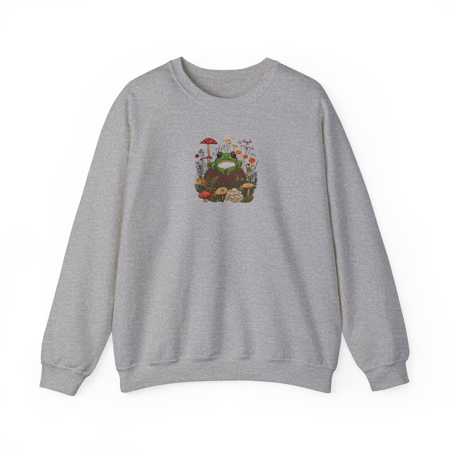 Faux Embroidered Frog + Wildflower Crewneck