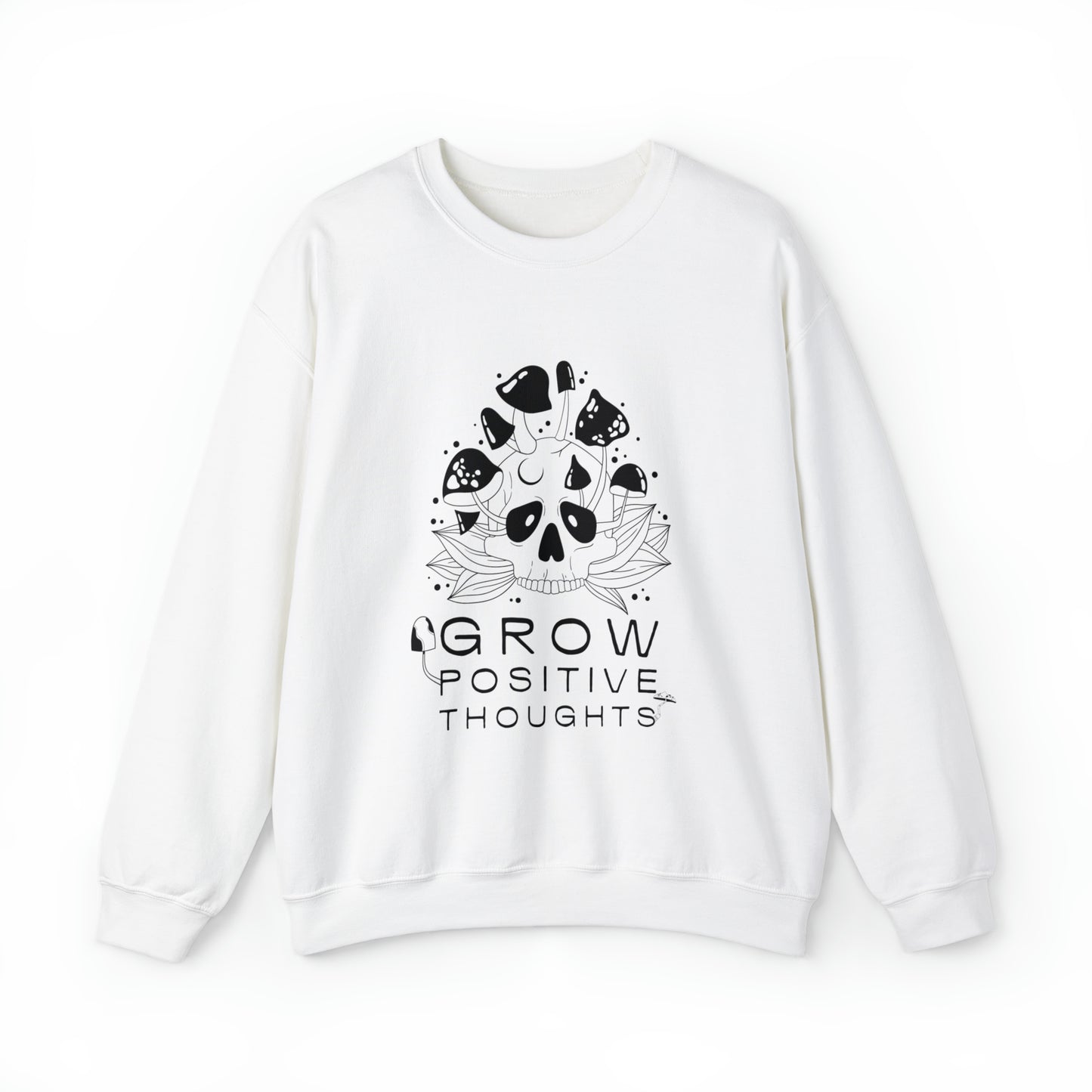 Grow Positive Thoughts Skull + Mushroom Crewneck