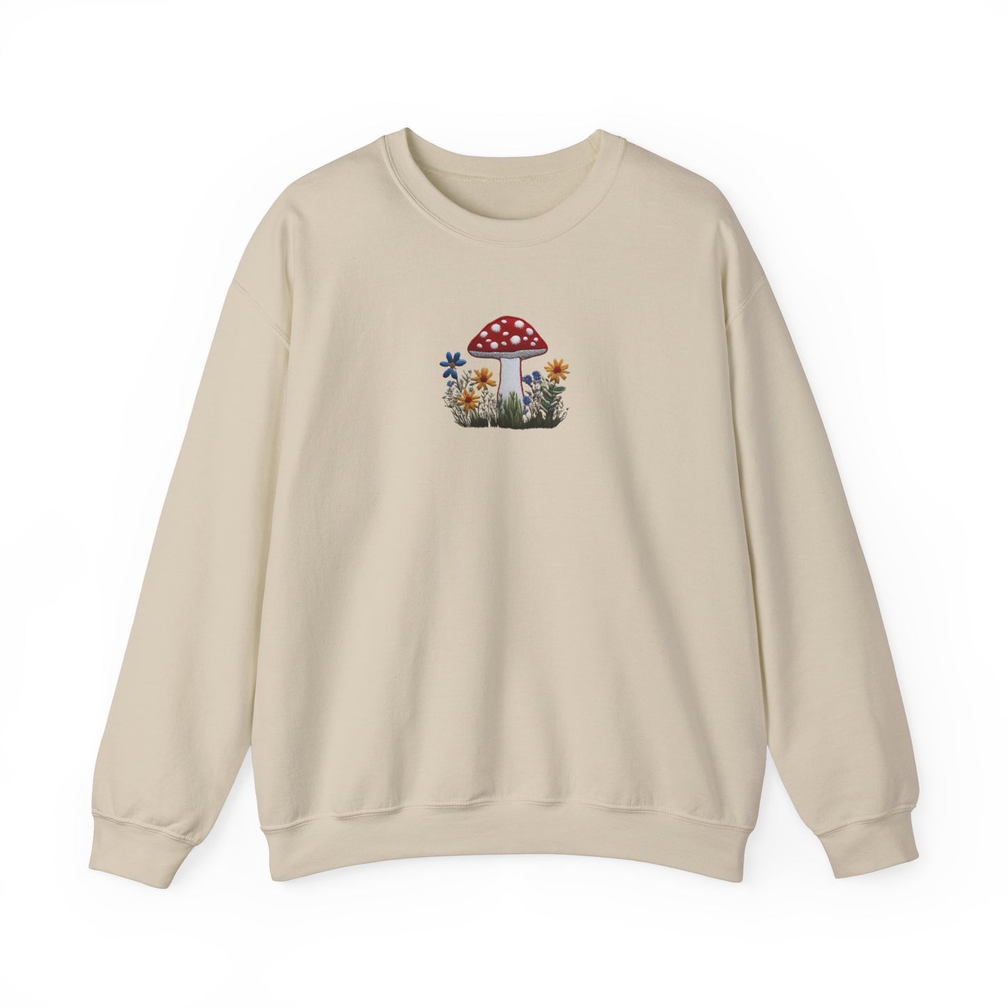 Faux Embroidered Mushroom + Wildflower Crewneck