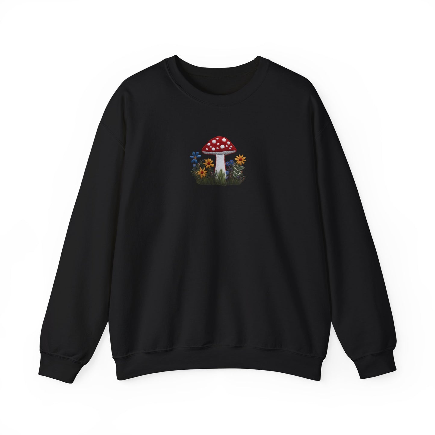 Faux Embroidered Mushroom + Wildflower Crewneck