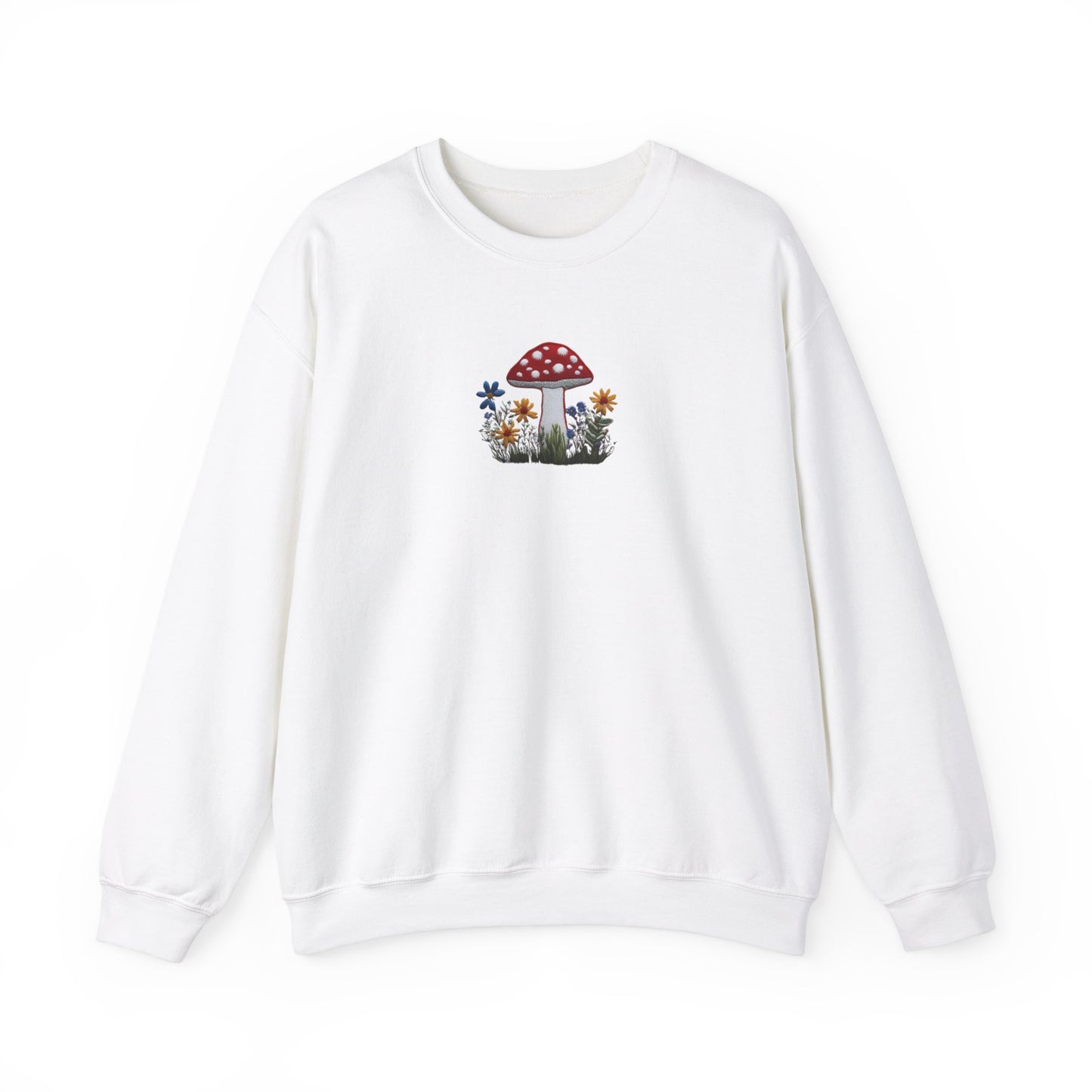 Faux Embroidered Mushroom + Wildflower Crewneck