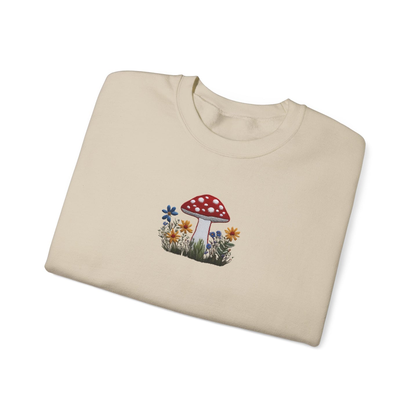 Faux Embroidered Mushroom + Wildflower Crewneck