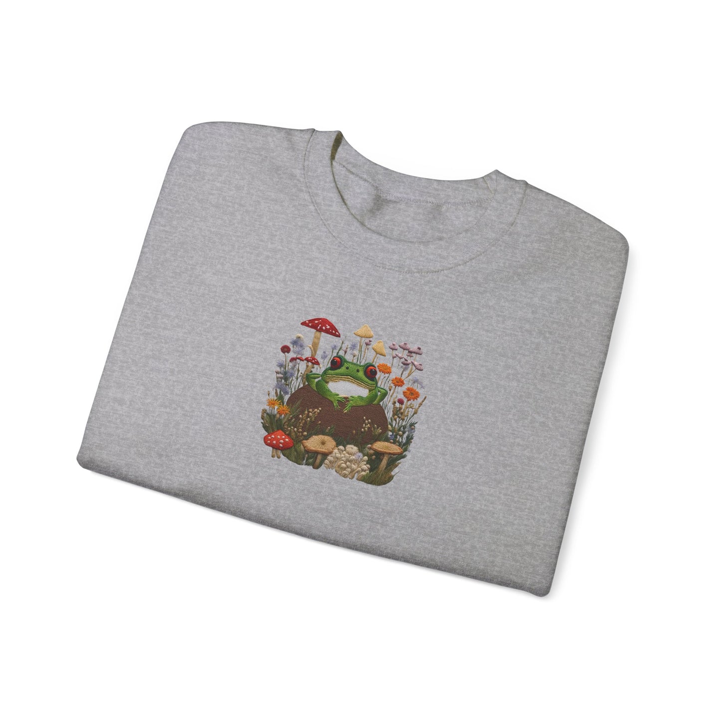 Faux Embroidered Frog + Wildflower Crewneck