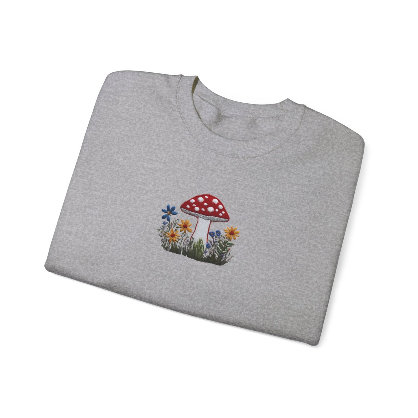 Faux Embroidered Mushroom + Wildflower Crewneck