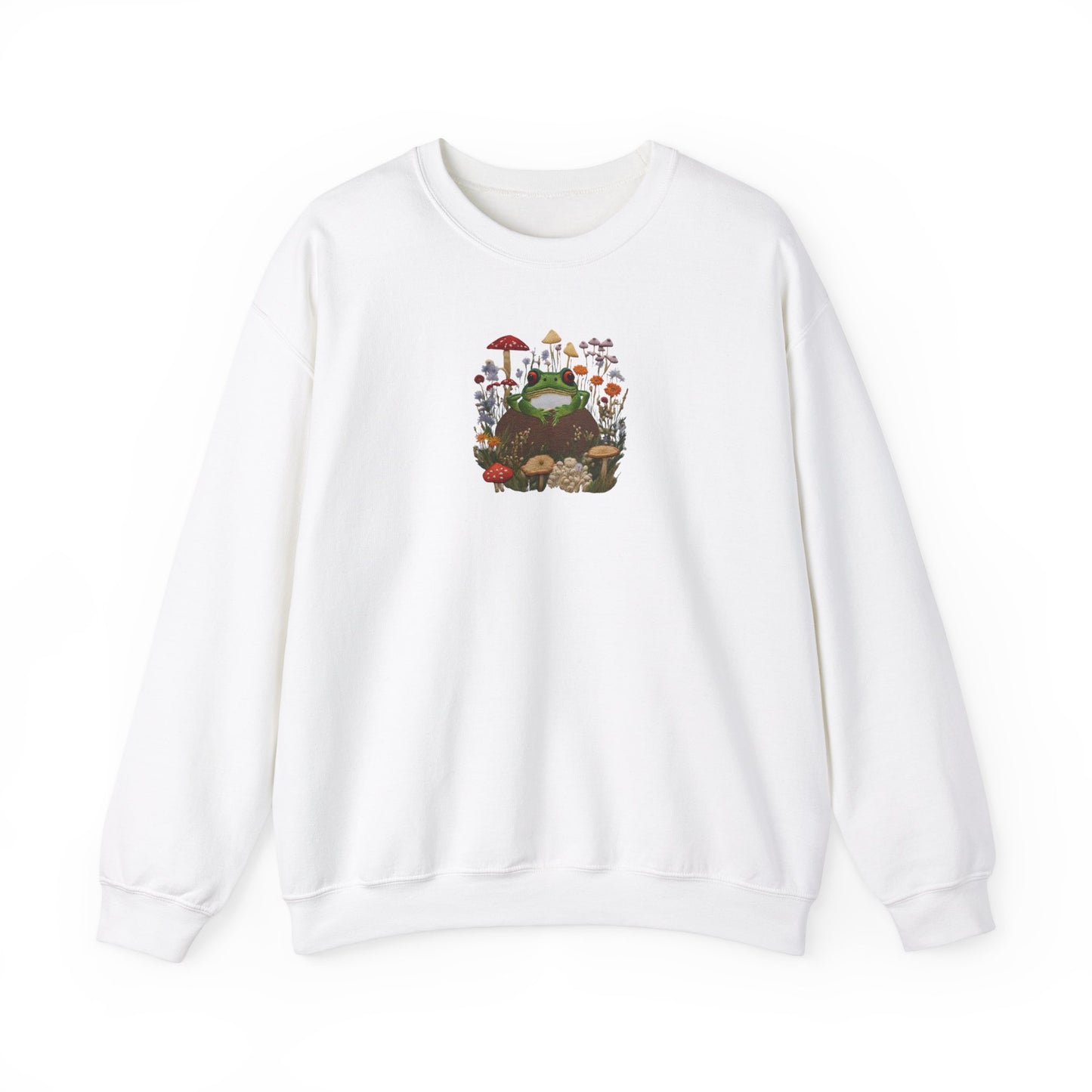 Faux Embroidered Frog + Wildflower Crewneck