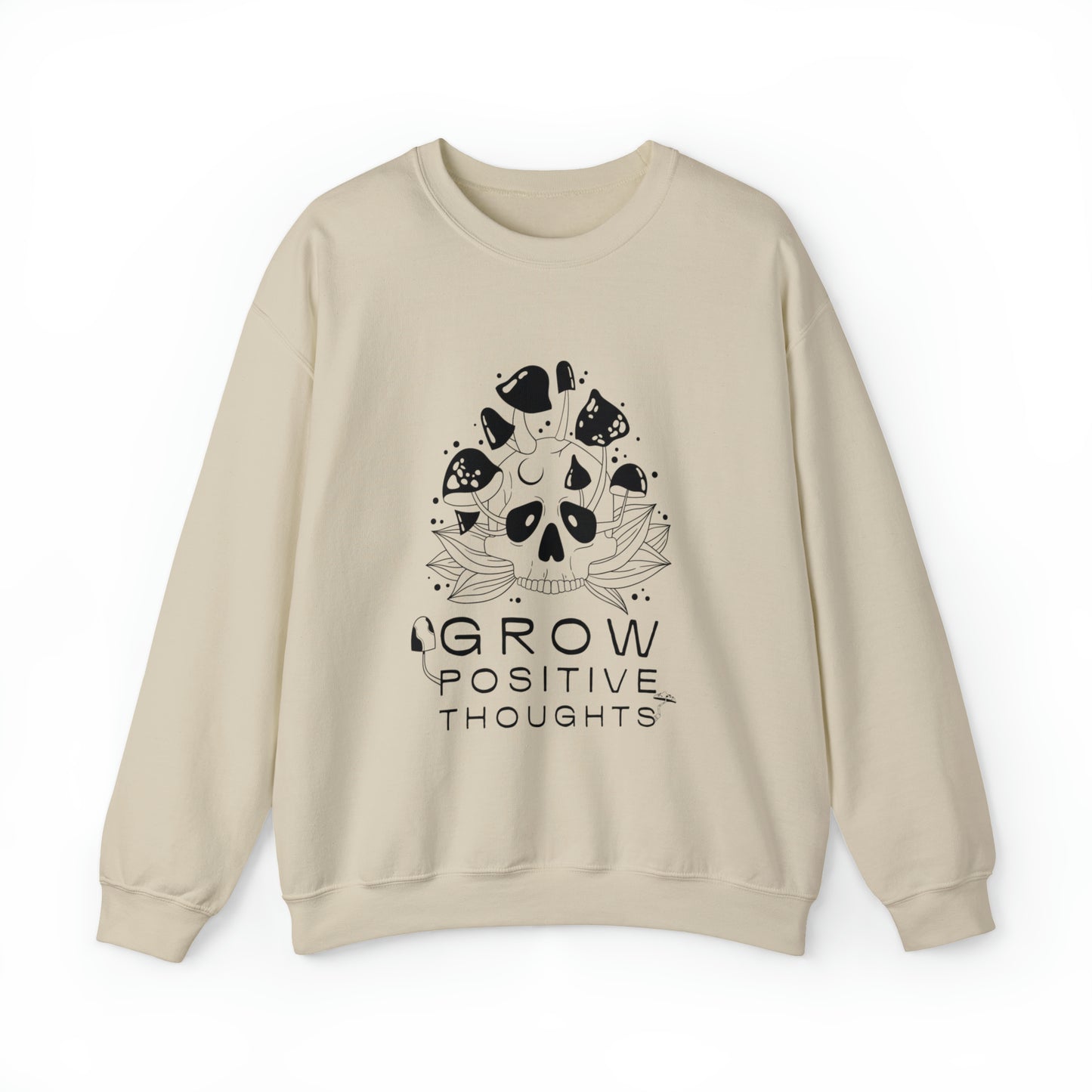 Grow Positive Thoughts Skull + Mushroom Crewneck