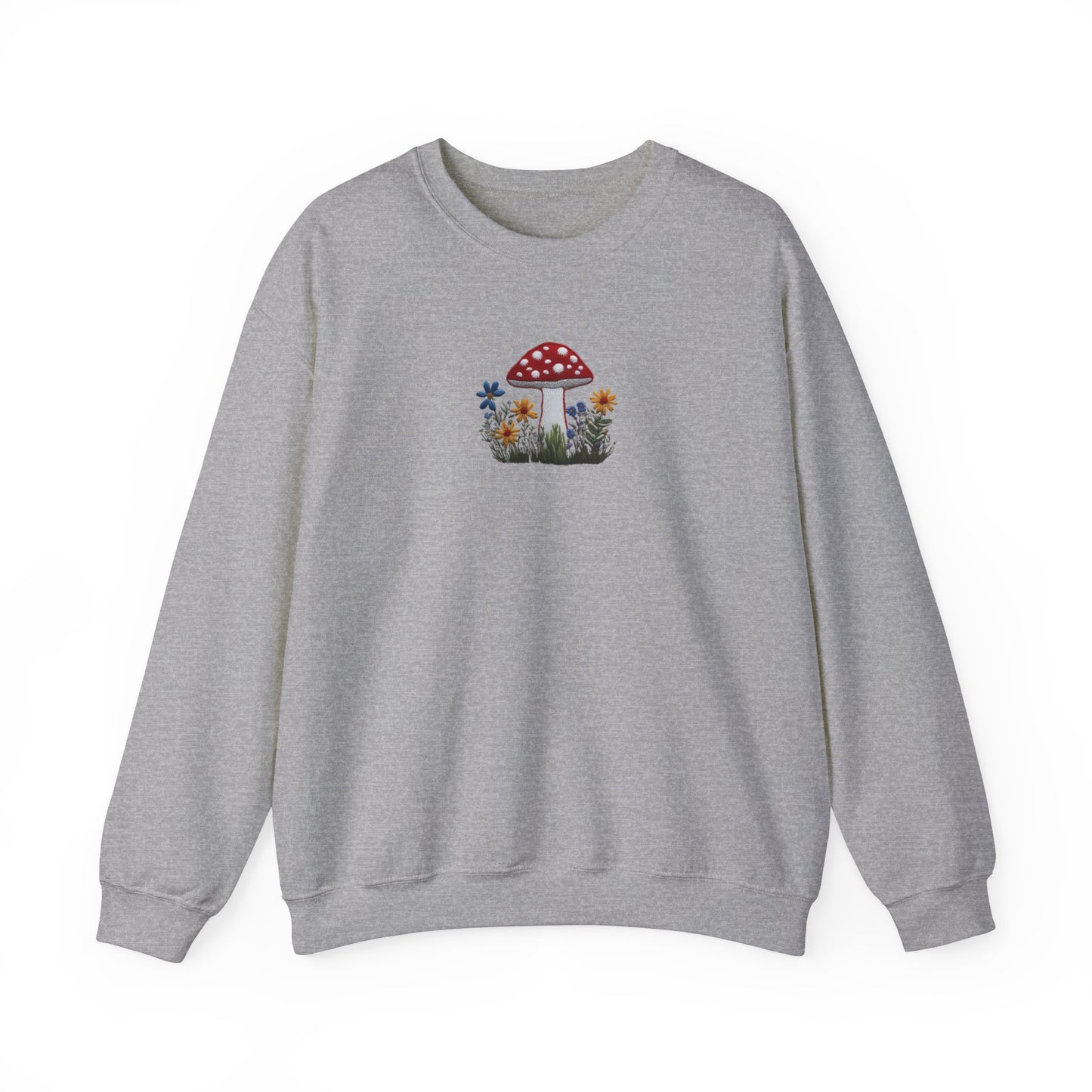 Faux Embroidered Mushroom + Wildflower Crewneck