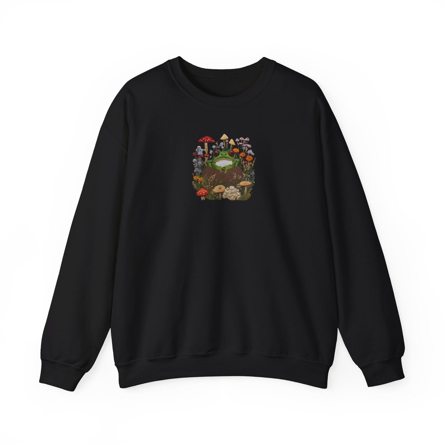 Faux Embroidered Frog + Wildflower Crewneck